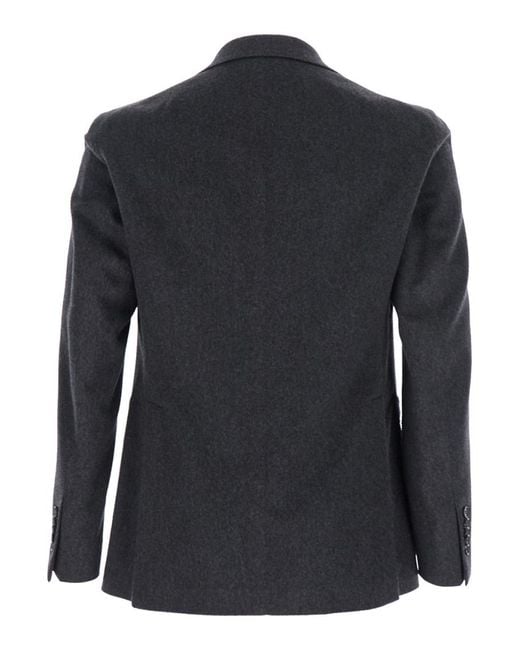 Tagliatore Blue Double-Breasted Jacket With Peak Revers for men