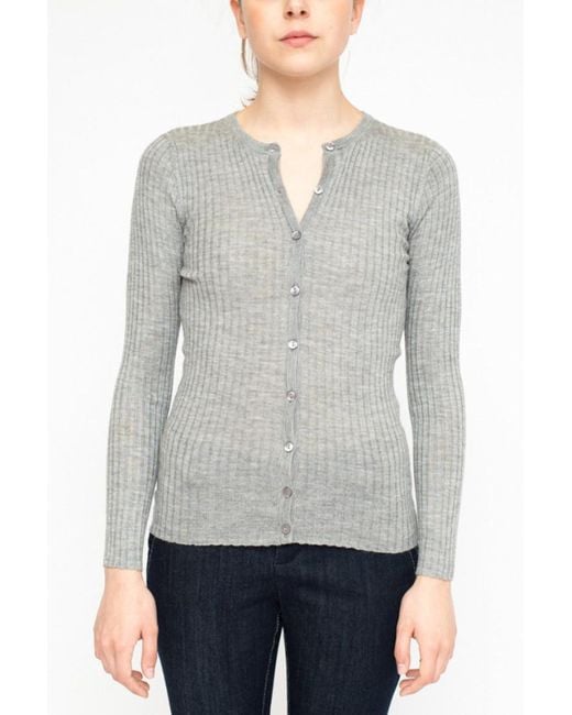 LA ROSE Gray Cashmere Cardigan