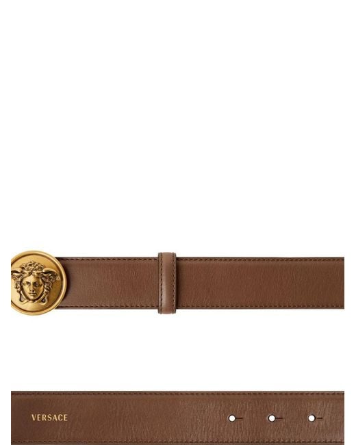 Versace Brown Solid Buckle Belt for men