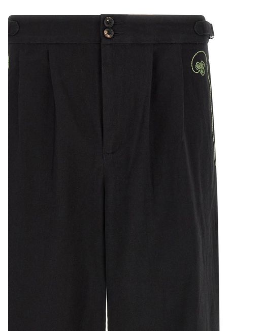 Bode Black 'Lucky Draw' Pants for men