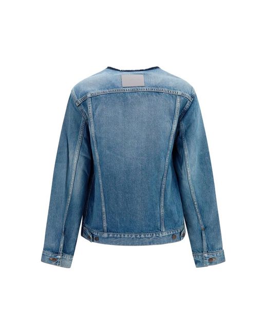 Balenciaga Blue Solid Round Neck Jacket