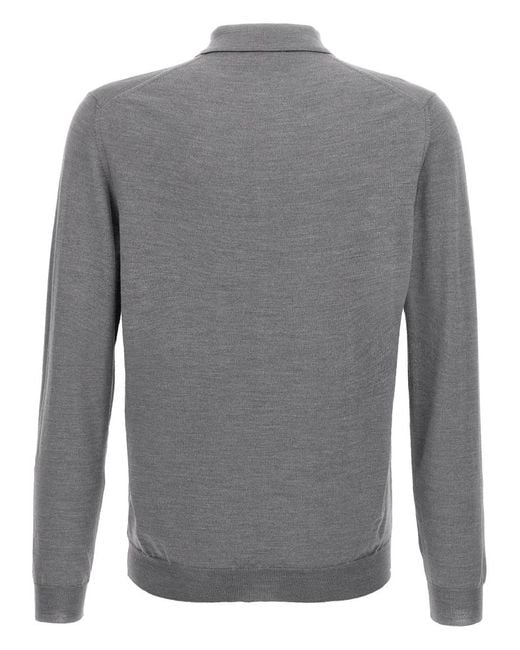 Zanone Gray Solid Polo Shirt for men