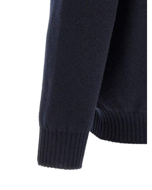 Roberto Collina Blue Half Zip Polo for men