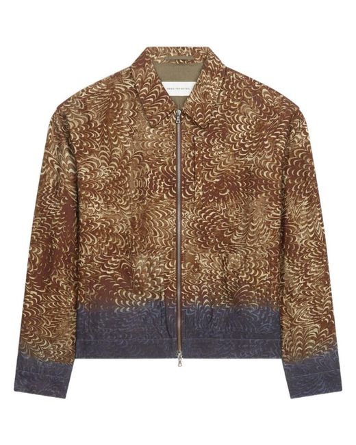 Dries Van Noten Brown Animalier Print Bomber Jacket for men