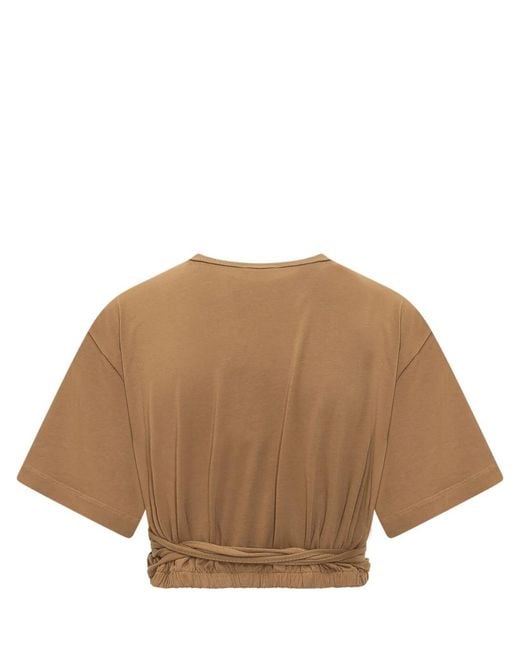Pinko Natural Solid Crew Neck Top