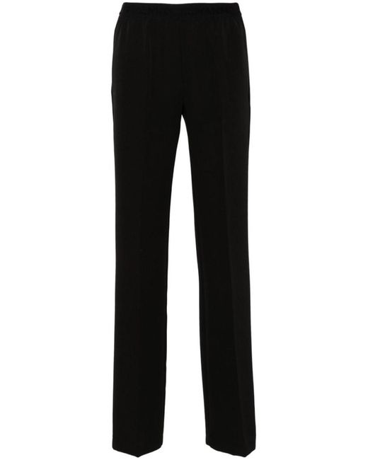 ERMANNO FIRENZE Black Logo-Waistband Cady Trousers