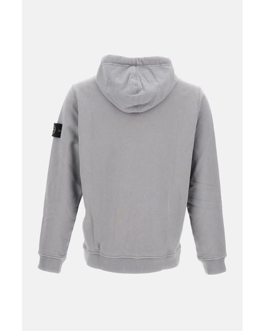 Stone Island Gray Logo Patch Hoodie for men