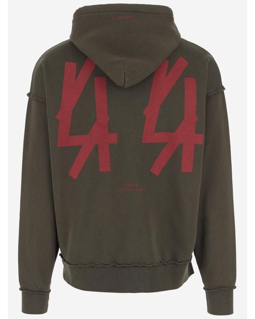 44 Label Group Gray Logo Print Hoodie for men