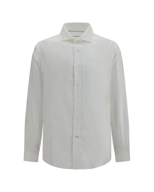 Brunello Cucinelli Gray Regular Solid Shirt for men