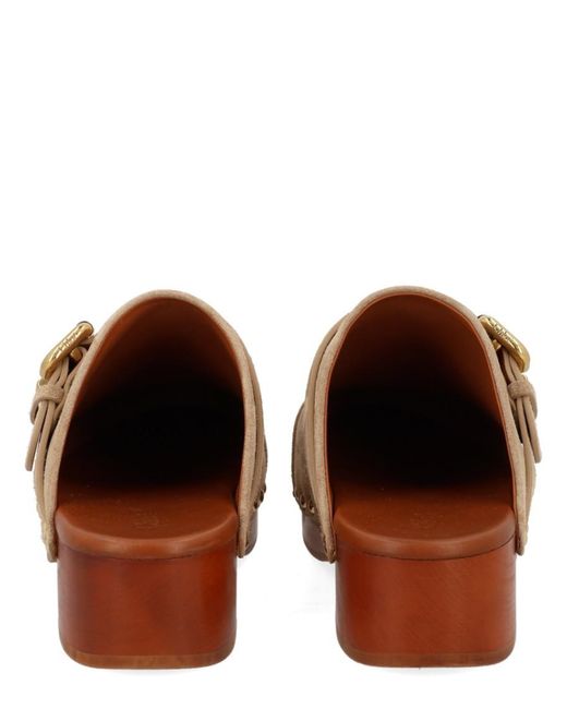 Chloé Brown Studded Mules