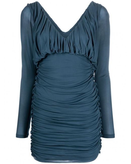 Saint Laurent Blue Draped Dress For