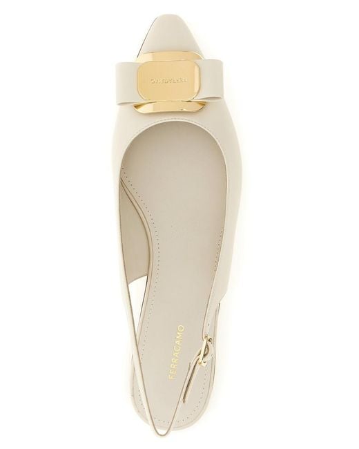 Ferragamo White Solid Zelmy Flats