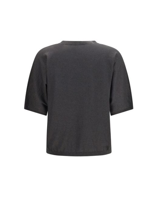 Brunello Cucinelli Gray Solid Round Neck Sweater
