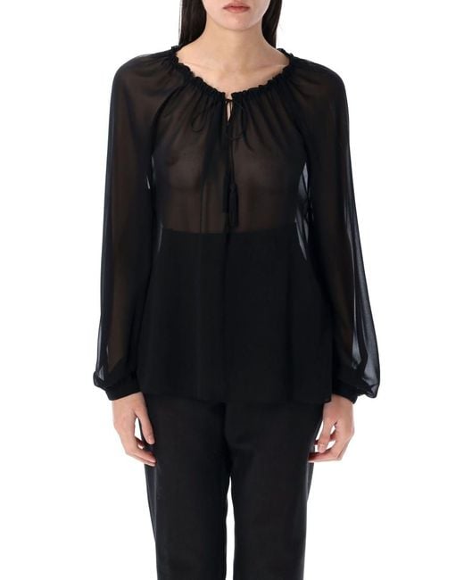 Tom Ford Black Silk Blouse With Drawstring
