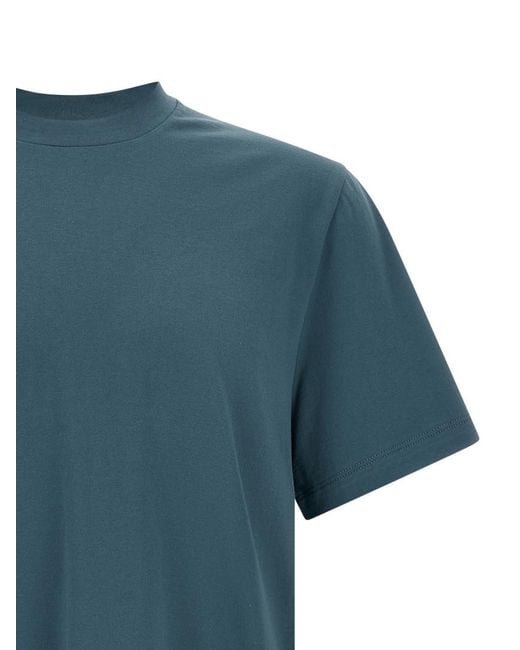Brioni Blue Solid Crew Neck T-Shirt for men