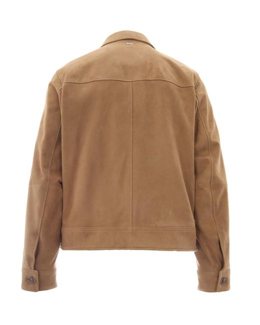 Boss Brown Solid Shirt Collar Jacket for men