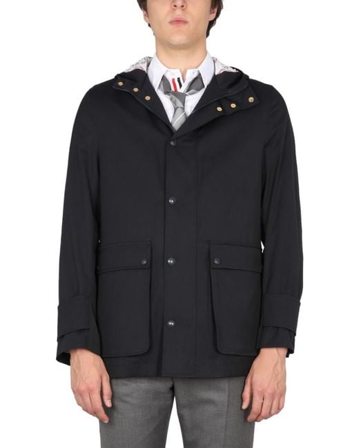 Thom Browne Black Solid Hood Jacket for men