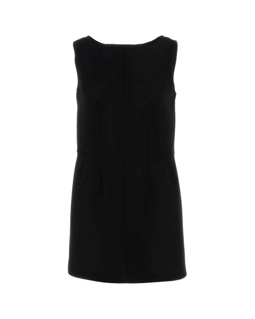 Prada Black Solid Boat Neck Mini Dress
