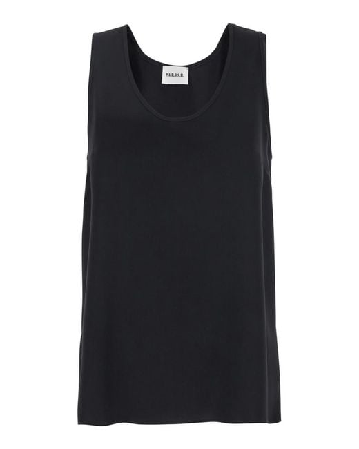 P.A.R.O.S.H. Black Solid Round Neck Top