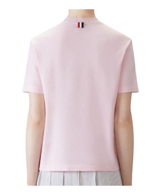 Thom Browne Pink Solid Crew Neck T-Shirt