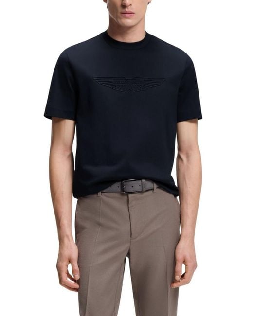 Boss Blue Solid Crew Neck T-Shirt for men