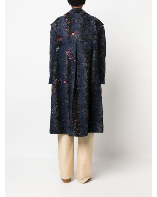 VITELLI Blue Recycled Wool Floral Coat