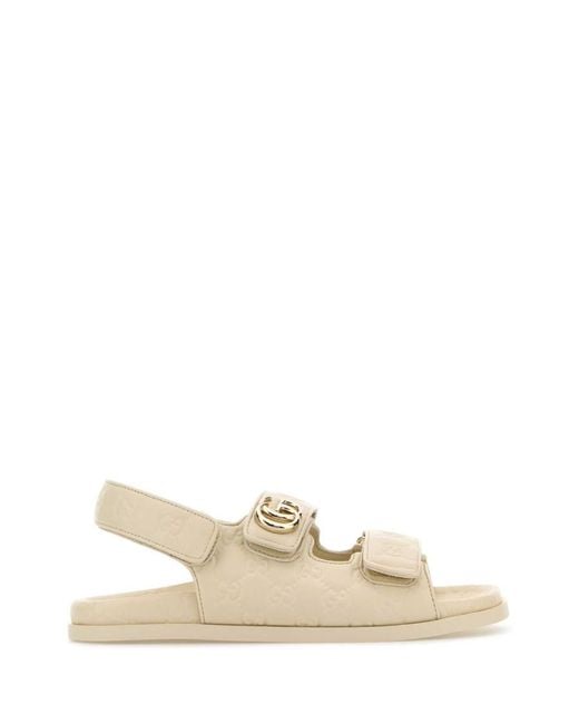 Gucci Natural Ivory Leather Sandals