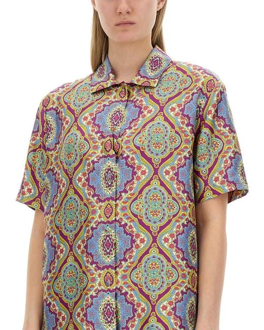 Etro Red Regular Printed Shirt