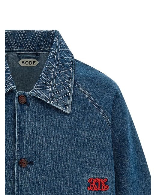 Bode Blue Embroidered Jacket for men