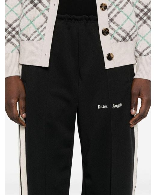 Palm Angels Black Wide-Leg Trousers With Contrasting Stripe Detail