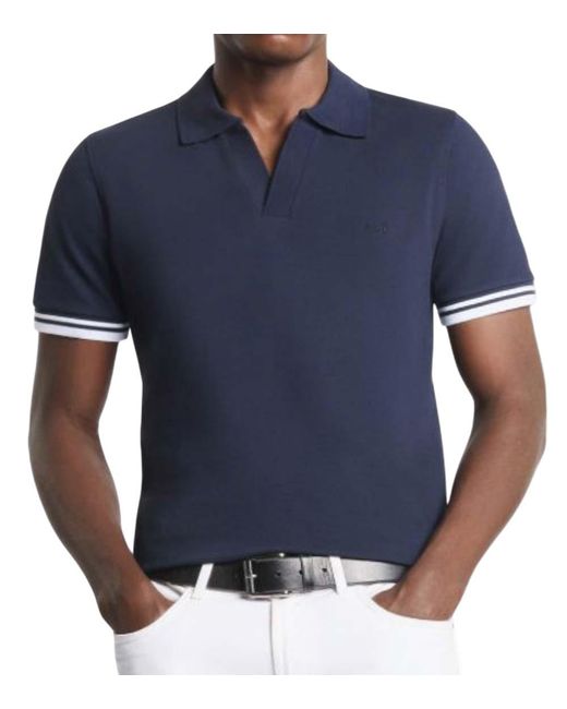 Fay Blue Solid Shirt Collar Polo for men