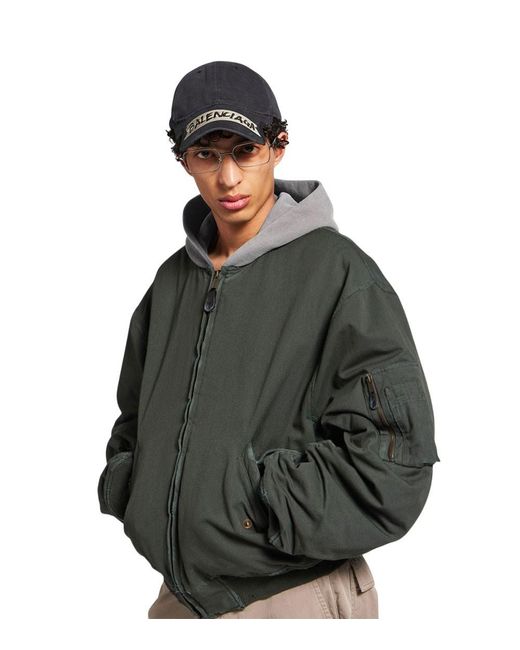 Balenciaga Gray Solid Hood Jacket for men