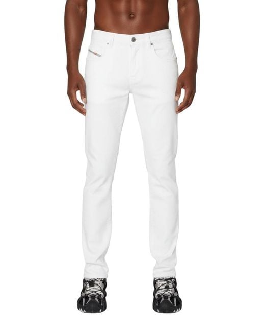 DIESEL White Slim Solid Jeans for men
