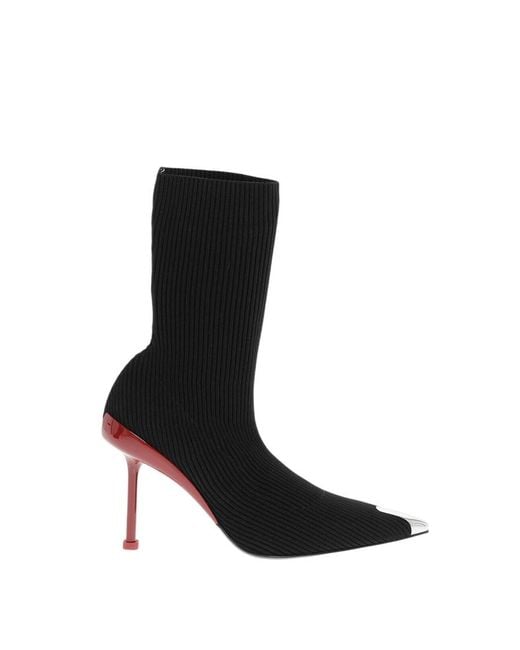 McQueen Black Sock Ankle Boots