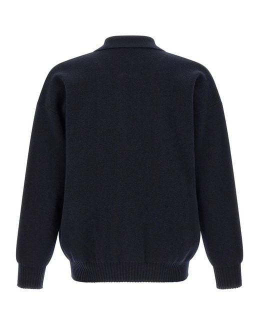 Roberto Collina Blue Half Zip Polo for men