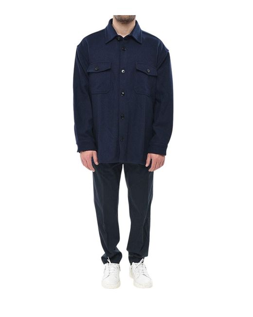 AMI Blue Regular Overshirt for men