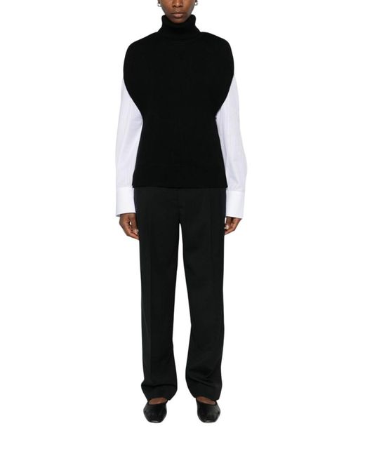 Totême Black Solid Turtle Neck Sweater