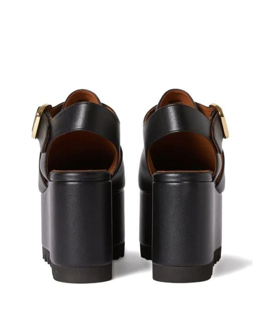 Stella McCartney Black Round Toe Wedges