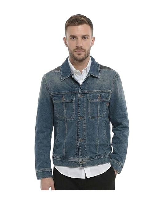 DIESEL Blue Solid Denim Jacket for men