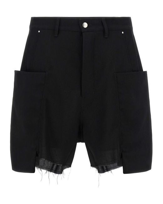 Rick Owens Black Solid Shorts for men