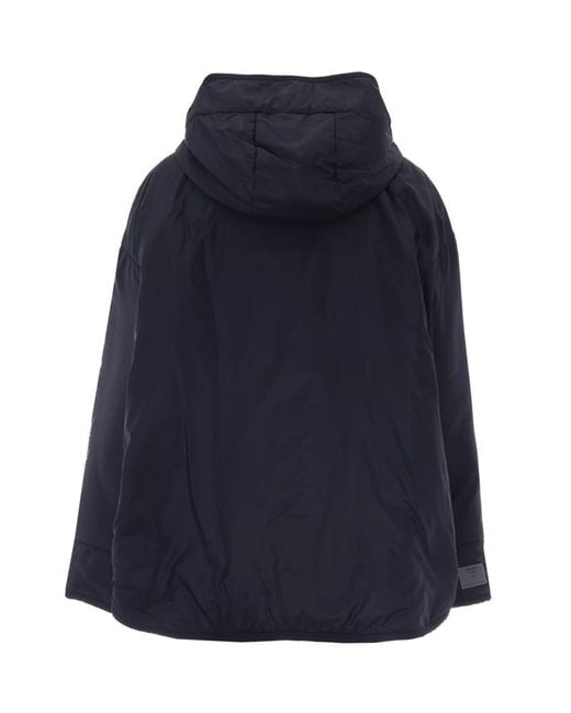 Max Mara Blue Solid Hood Jacket