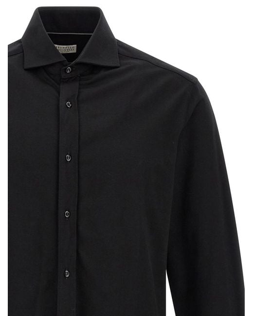 Brunello Cucinelli Black Regular Solid Shirt for men
