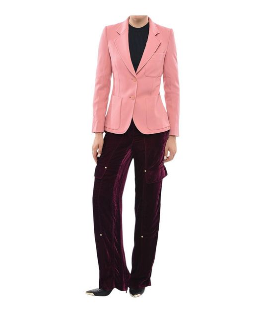 Stella McCartney Pink Solid Notched Lapel Blazer