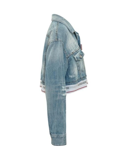 DSquared² Blue Mini Short Jacket With Buttoned Pockets