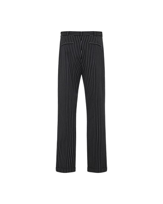 Tom Ford Black Stripes Flat Front Pants