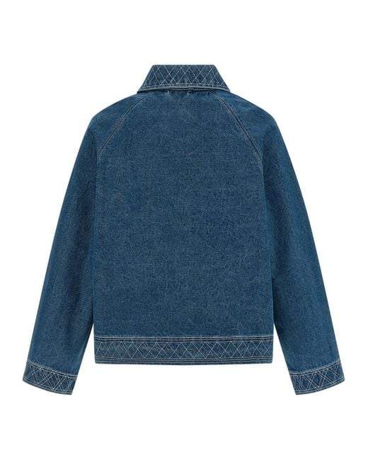 Bode Blue Embroidered Jacket for men