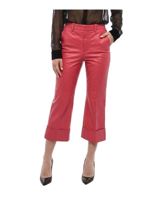 DSquared² Red Straight Crop Pants