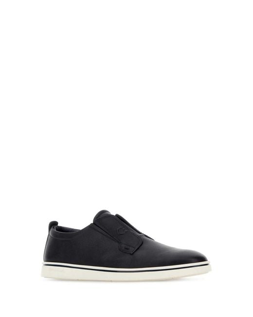 Ferragamo Black Solid Sneakers for men
