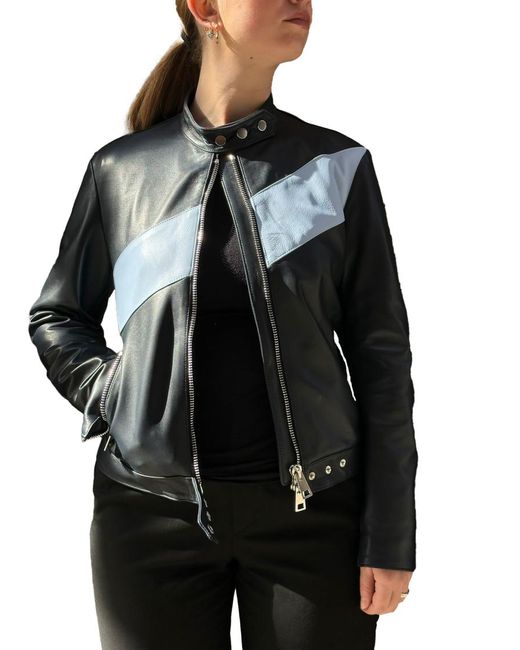 LA ROSE Black Leather Bomber Jacket