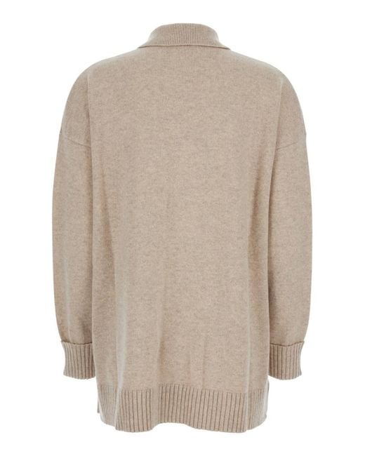 Max Mara Natural Solid Shirt Collar Sweater